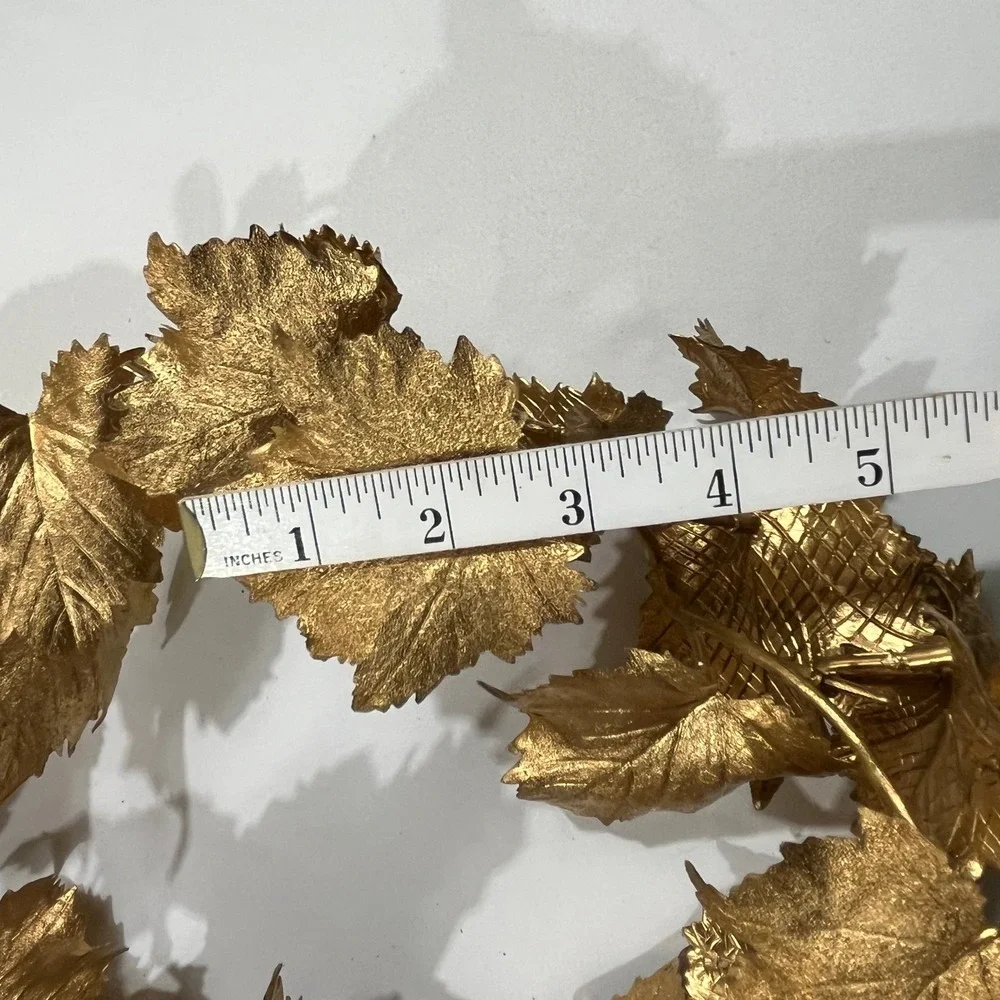 Gold Metallic Foil Grape Leaf Garland Set of 2 Home Fall Decor 74in